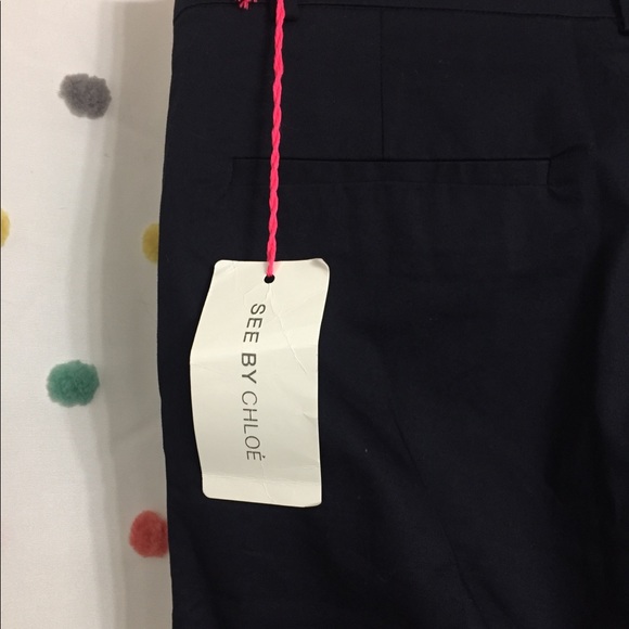 See by Chloe Navy Cigarette Leg Trousers - Picture 5 of 7